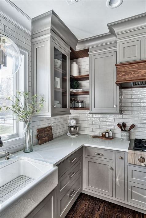 dark cabinet steel gray countertop|gray cabinets with brick backsplash.